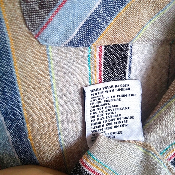 Ness Linen Multicolored Striped Shirt with Buttons and 3/4 Sleeves - Picture 6 of 11